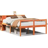 Syfax Massivholzbett ohne Matratze Wachsbraun 135x190 cm Massivholz