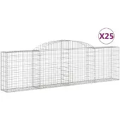 vidaXL Gabionen mit Hochbogen 25 Stk. 300x30x80/100cm Verzinktes Eisen