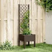 Prolenta Maison Exclusive - Pflanzkübel mit Rankgitter Braun 40x40x142 cm PP