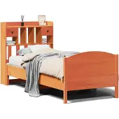 Syfax Massivholzbett mit Regal ohne Matratze Wachsbraun 75x190 cm