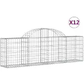 vidaXL Gabionen mit Hochbogen 12 Stk. 200x30x60/80 cm Verzinktes Eisen