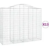 vidaXL Gabionen mit Hochbogen 13Stk. 200x50x160/180cm Verzinktes Eisen