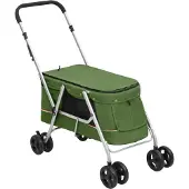 vidaXL Möbel Hundewagen Faltbar Grün 100x49x96 cm Leinenstoff - Fahrradanhänger &36028