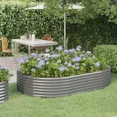 vidaXL Schlichtes Hochbeet Pulverbeschichteter Stahl 214x140x36 cm Grau,Beete DesignMöbel Neu