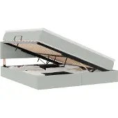Syfax Aufbewahrungsbett mit Matratze Hellgrau 180 x 200 cm Samt