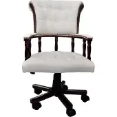 Syfax Bürostuhl Weiß Leder-Mischgewebe drehbar höhenverstellbar Rollen 62x50x(96-104) cm