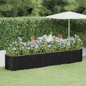 vidaXL Schlichtes Hochbeet Verzinkter Stahl 368x80x68 cm Anthrazit - Beete DE4382047 1parcel