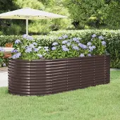 vidaXL Möbel Hochbeet Pulverbeschichteter Stahl 249x100x68 cm Braun - Beete 319065