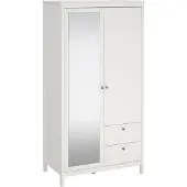 Dmora Kleiderschrank 2 Türen Ghislaine, Schlafzimmermöbel, Schrank, Garderobe, 102x58 h199 cm, Weiß