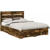 Syfax Bettrahmen Geräucherte Eiche 140 x 190 cm Holzwerkstoff