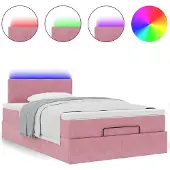 Syfax Ottoman-Bett mit Matratze & LEDs Rosa 120x200 cm Samt