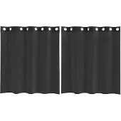 vidaXL Voile Vorhänge mit Ösen 2 Stk. Schwarz 140x140 cm