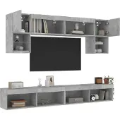 vidaXL Best Möbel 6-tlg. Wohnwand mit LED-Beleuchtung Betongrau Holzwerkstoff TV-Schränke Cloris377519