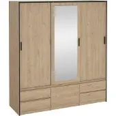 Dmora Großer Mehrzweckschrank Agnes, Multifunktionale Möbel, Schuhschrank, Besenschrank, 181x60 h200 cm, Eiche