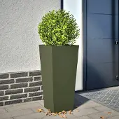 Prolenta Maison Exclusive - Pflanzkübel Olivgrün 35x35x75 cm Stahl