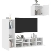 vidaXL 4-tlg. Wohnwand Weiß Holzwerkstoff 3216500