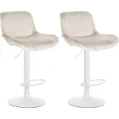 CLP 2er Set Barhocker Solon Weiß Stoff - dunkelbraun