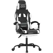 Syfax Gaming-Stuhl mit Fußstütze Drehbar Schwarz & Weiß Kunstleder