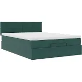 Syfax Ottoman-Bett mit Matratze Dunkelgrün 140x200 cm Samt
