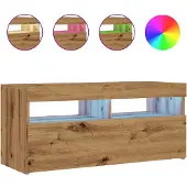 vidaXL TV-Schrank mit LED-Leuchten Artisan-Eiche 90x35x40 cm
