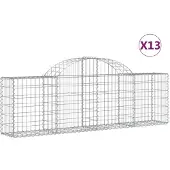 vidaXL Gabionen mit Hochbogen 13 Stk. 200x30x60/80 cm Verzinktes Eisen