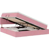 Syfax Aufbewahrungsbett mit Matratze Rosa 180 x 200 cm Samt