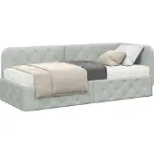Syfax Eckbettgestell Hellgrau 80 x 200 cm Samt