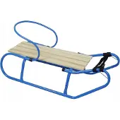 Sonstiges Schlitten mit Rückenlehne Kinderschlitten Metall Holzsitz; blau