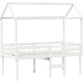 Syfax Hochbett mit Dach Weiß 90x200 cm Massivholz Kiefer