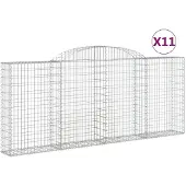 vidaXL Gabionen mit Hochbogen 11 Stk 300x30x120/140cm Verzinktes Eisen