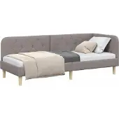 Syfax Eckbettgestell Taupe 80 x 200 cm Stoff