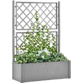 Furnicato Garten-Hochbeet mit Spalier und Selbstbewässerungssystem Grau