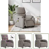 The Living Store Massagesessel Elektrisch Taupe Stoff