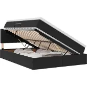 Syfax Aufbewahrungsbett mit Matratze Schwarz 140 x 200 cm Samt