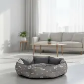 Feel2Home Hundebett Hundesofa Katzenbett Ø60cm Grau Hundekissen Wendekissen Hundekorb