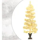 Syfax Spiral-Weihnachtsbaum mit Beleuchtung und Topf Weiß 120 cm