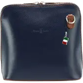 Florence Echtleder glatt Damen Abendtasche blau braun OTF109B