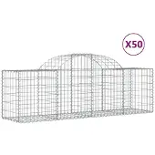 vidaXL Gabionen mit Hochbogen 50 Stk. 200x50x60/80 cm Verzinktes Eisen