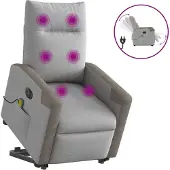 Syfax Massagesessel mit Aufstehhilfe Elektrisch Wolkengrau Stoff