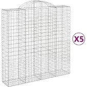 vidaXL Gabionen mit Hochbogen 5 Stk. 200x50x200/220cm Verzinktes Eisen