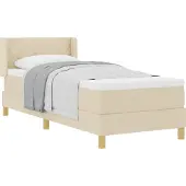 Syfax Boxspringbett mit Matratze mit Kopfteil Creme 200 x 80 cm Stoff