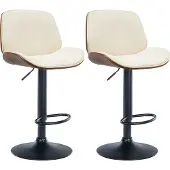 CLP 2er Set Barhocker Nova Kunstleder, Farbe:walnuss/schwarz