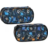 Starpak Federmäppchen, 1 Reißverschluss, Fußball, blau
