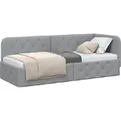 Syfax Eckbettgestell Hellgrau 80 x 200 cm Stoff