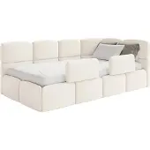 Selsey Cloudy – Kinderbett 90x200, Rausfallschutz, Kopfteil rechts, Samt Creme