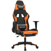 Syfax Gaming-Stuhl mit Massage & Fußstütze Schwarz Orange Kunstleder