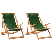 Syfax Klappbare Strandstühle 2 Stk. Grün Stoff