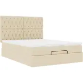 Syfax Ottoman-Bett mit Matratze Creme 140x190 cm Stoff