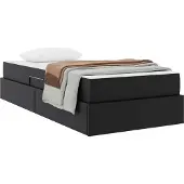 vidaXL Aufbewahrungsbett mit Matratze 2 stk. Schwarz Leder