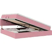 Syfax Aufbewahrungsbett mit Matratze Rosa 200 x 200 cm Samt